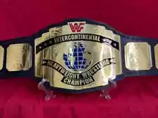 Intercontinental Block Heavyweight Championship Replica Belt BlackStrap Red Logo