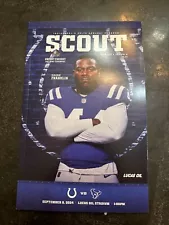 Scout Colts vs Texans 2024 Home Opener Zaire Franklin W/Souviner Ticket