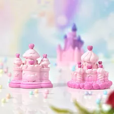 3PC Fairy Garden Miniatures Pink Castle Resin Home Ornament Micro Landscape