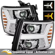 For 07-13 Chevy Silverado Sequential Signal/DRL Chrome Dual Projector Headlights