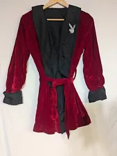 Vtg Playboy Costume Collection Mens One Size Hugh Hefner Belted Robe Red Black