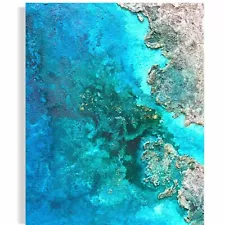 Original Art Painting on Canvas for Sale Tropical Islands Seascape Beach 24x30"