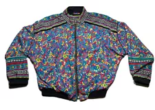 New ListingVintage Retro TAIL Colorful Abstract Bomber Jacket 80s 90s Style Hip Hop Hipster