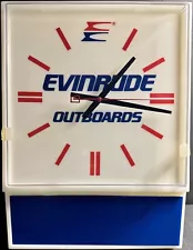 EVINRUDE Outboard Motors Sales & Service Lighted Dealer Clock Sign Original