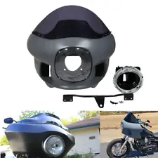 7" Round Headlight Upper Fairing Cowl Mount Windscreen For Harley Dyna Low Rider