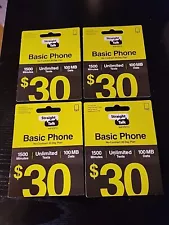 4 - Straight Talk Basic Phone $30 Phone Cards Unused