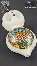 4.5" Tobacco Smoking Pipe Bowl Glass Hand Pipe Dual Bowls Owl White