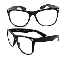 Classic Clear Lens Glasses Black Frame Nerdy look Fake Geek Smart Retro UV 100%