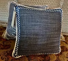 Eastern Accents NEW Nautical THROW PILLOWS Navy & White HEAVY WEAVE High End