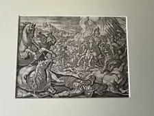 Antique 16th - 17th Century Engraving Print Mounted Book Page Religious Bible