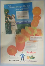 Sunkist California Oranges Ad: California Oranges ! 1940's Size: 11 x 15 inch