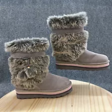 Bearpaw Boots Womens 11 Retro Tama Mid Calf Winter 2942W Gray Cow Suede Faux Fur