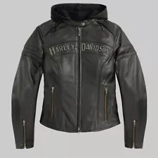 Harley Davidson Women's MISS ENTHUSIAST Black Leather Jacket Large