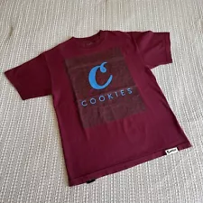 Cookies SF, Men's Short Sleeve T-shirt, Burgundy, Graphic Print, Size Medium