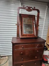 Antique Mahogany Victorian Dresser American 1880's W/Mirror & 4 Drawers