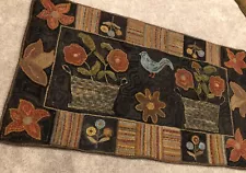 Primitive Hand Hooked Rug 35 X 64