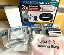 DR-HO'S Triple Action Back Belt Deluxe Package TENS Machine EMS AMP w/Extras