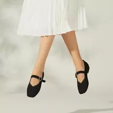 NIB~Wmn's VIVAIA Square-Toe Mary-Jane (Margot Mary-Jane) Black Flats Shoes 40/9