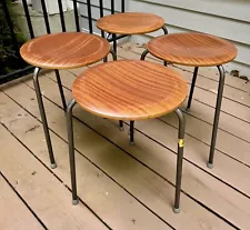 Set of Four Early Arne Jacobsen Teak Dot Stools