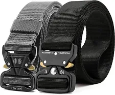 FAIRWIN Men's Tactical Belt, 2 Pack 1.5 Inch Military Tactical Belts for Men, We