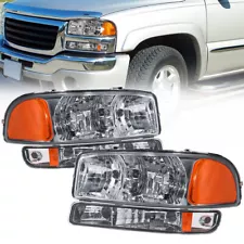 Chrome Headlights Amber Conor Light For 1999-2007 GMC Sierra Yukon XL 1500 2500 (For: 2000 GMC Sierra 1500)