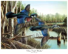 JAMES PARTEE JR WOODDUCK "RUM CREEK WOODIES" COLORFUL WATERFOWL 16x20 LITHOGRAPH