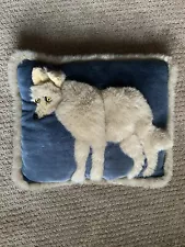 Blue Wolf 3D Coyote Western Vintage Jada Throw Pillow Rustic Cabin Man Cave