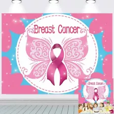 Breast Cancer Awareness Banner Pink Ribbon Banner Vinyl Party Backdrop 7x5Ft