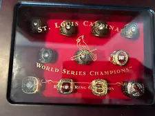 St. Louis Cardinals World Series Rings Complete Set with Wooden Display Box