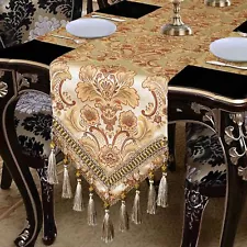 Grelucgo Super Large Luxury Thick Lined Damask Table Runners with Multi-Tasse...