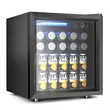 55 Can Beverage Refrigerator cooler-Mini Fridge Glass Door for Beer Drinks Wi...