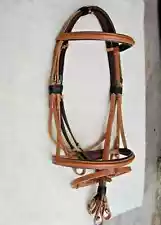 Leather English Horse Brown Bridle with Web Reins All Size .