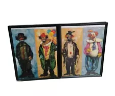 1950s Four Vintage Bardot Clown Lithographs 6"×15" Framed Circus Signed Kid Art