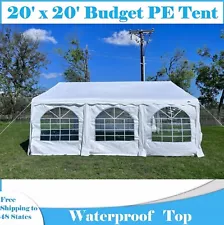 Budget PE Party Canopy - 20'x20' Tent (B Model), Long Bag, and Short Bag