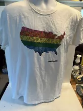 T Shirt Sale gay pride rainbow flag size large white