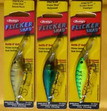 ~3~NEW~IN~BOX~"BERKLEY"~VARIOUS~FLICKER~SHAD~RATTLE~n~ROLL~FISHING~LURE'S~LOT~#9