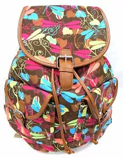 Women's Travel Outdoor Canvas Backpack Large Size Padded Strap -DRAGONFLY Design