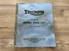 Rare Vintage 1966 Triumph Motorcycles Masters Spares Price List