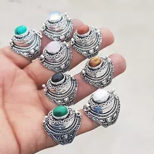 Assorted Gemstone Adjustable Poison Rings For Women, Wholesale Lot For Bulk Sale