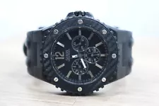 Guess u12654g1 Overdrive Rubber 45mm Mens Watch Carbon Fiber New Battery