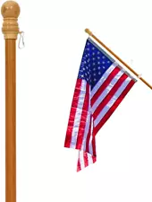 TWC 56" Pine Wooden House Flagpole - for Sleeve House Flags Wood Flag Pole