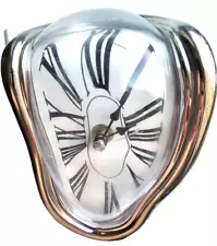 Clocks Salvador Dali Funny Surrealism Art Gift Time Warp Melting Clock Silver fo