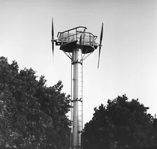 Vintage Old 1950s Photo NEGATIVE of an Early Wind Turbine Tower in Florida