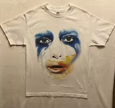 Lady Gaga Bold Graphic T-Shirt Make Up 2014 Art Rave The Artpop Ball Tour White