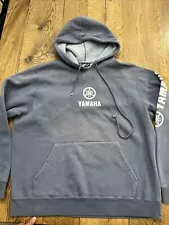 Yamaha Racing Hooded Sweatshirt Blue Hoodie Long Sleeve Size L Faded