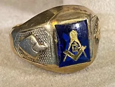 10K Gold Vintage Men's Ring Freemason Masonic (Lt#26)