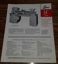 14" LOGAN LATHE model 6565/Turret 6530 sales promo flyer POWERMATIC vtg ORIGINAL