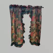 Vintage JCPenney Floral Patch Ruffle Curtains 4 panels +