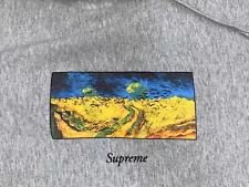 Supreme Van Gogh Hoodie Gray Mens M Landscape Field Pullover Drawstring #9291