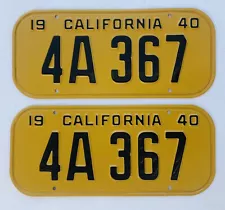 1940 California License Plates Pair. DMV Clear, Restored Rare, 5 Digits.